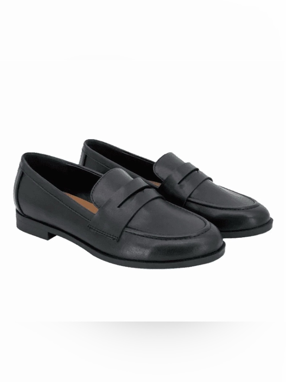 Kensie Black Leather Penny Loafers for Women